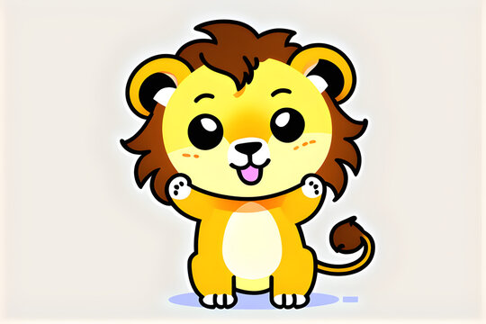 Draw a cute lion that does Thumb Up. Generative AI