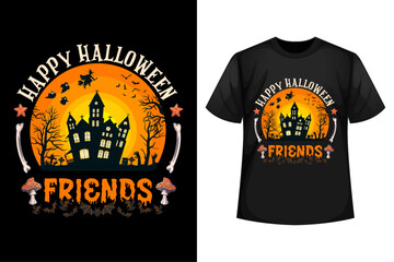 Happy Halloween friends - Halloween t-shirt design template.