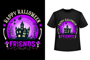Happy Halloween friends - Halloween t-shirt design template.