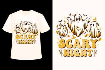 Scary Night - Halloween t-shirt design template.