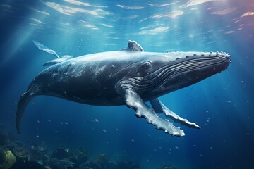 A whale species with a notable hump on its back. Generative AI