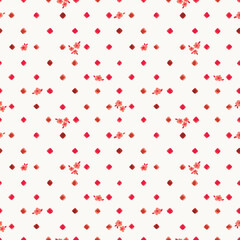 Seamless pattern of monochrome ditsy flowers and watercolor squares in a delicate style. Great choice for table linen, bedding, clothing, curtains, wrapping paper, wallpaper, invitations and more