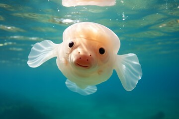 Cute, submerged blobfish. Generative AI