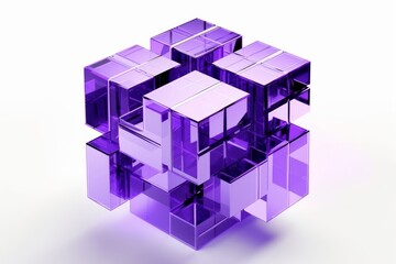 Abstract purple cube, 3d render, Generative AI