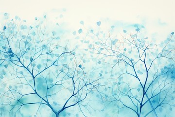 Watercolor illustration depicting blue neurons related to neurology and mental health. Generative AI