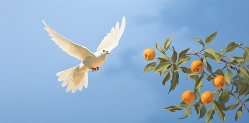 white dove on blue sky