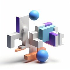 Fototapeta premium Geometric composition, 3d render, Generative AI