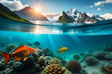 Foto auf Alu-Dibond coral reef with fish © tippapatt