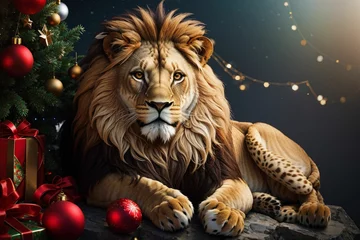 Foto op Plexiglas christmas lion background © Ahsan