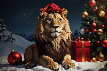 christmas lion background