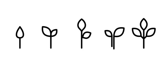 Leaf plant growth icon set illustration - obrazy, fototapety, plakaty