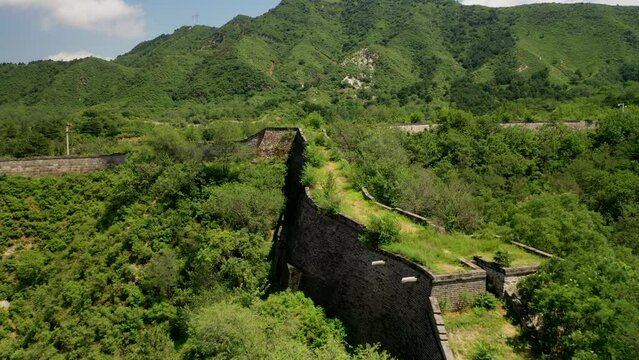 Aerial photo of the Great Wall in Zijingguan, Baoding City, Hebei Province, China,
