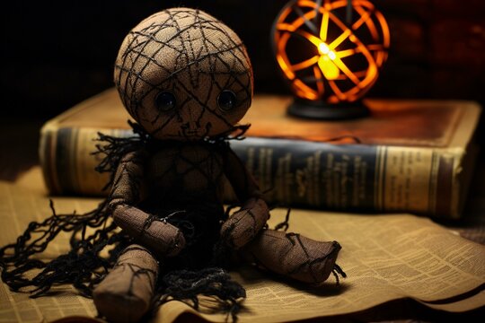 Voodoo Halloween: The Sitting Doll and Witchcraft Tome by AI