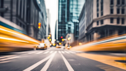 Fototapeta na wymiar Motion blur city street with taxi