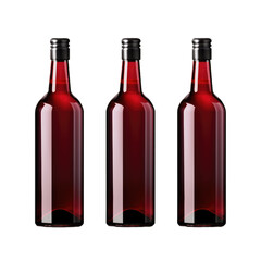 Set of red bottle isolated on transparent background
