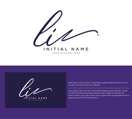 Initial LI li logo design, handwriting logo of initial signature, fashion, floral and botanical with creative template - obrazy, fototapety, plakaty