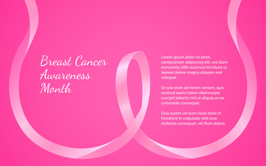Background template featuring pink ribbons artfully forming the shape of breasts, symbolising Breast Cancer Awareness Month