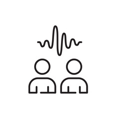 Two people talking. Sound wave symbol. Pixel perfect, editable stroke icon