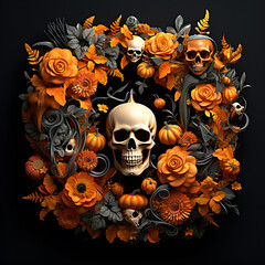 Halloween Wreath Skull