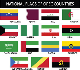 National flags of Opec countries.