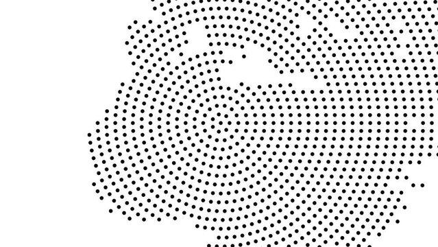 Black and white dotted world map zooming out