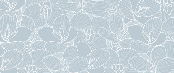 Floral blue background with delicate flowers. Vector background for various designs, cards, wallpapers and covers, publications on social networks.