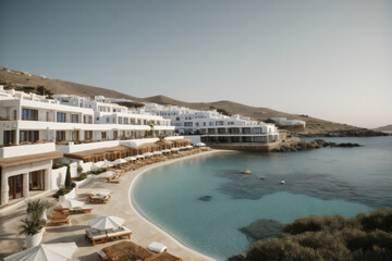 White luxury resort with beach views