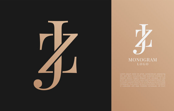 minimalist JZ or ZJ initial letter vintage brand and logo