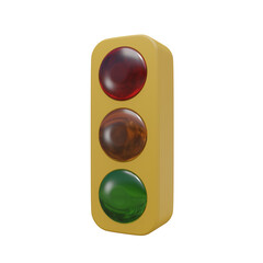 Yellow traffic light isolated on white