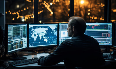 Watchful Eyes: Security Officer Overseeing from the Central Panel