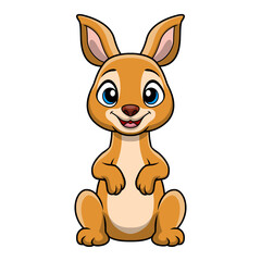 Cute kangaroo cartoon on white background