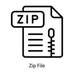 Zip File vector  outline Icon Design illustration. Graphic Design Symbol on White background EPS 10 File
