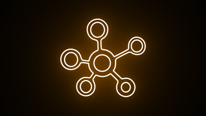 Neon Molecule icon. Glowing neon line Molecule icon isolated on black  background.