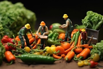 Little people make food, pick fruits and vegetables