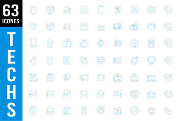 Pictogrammes icones et boutons technologie 