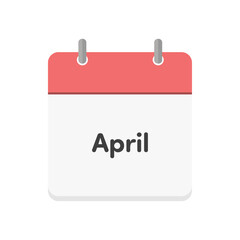 Simple flat monthly calendar icon for April