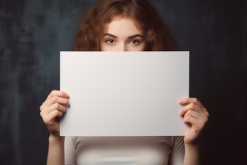 Naklejka premium Blank Canvas : Woman Holding Empty Paper