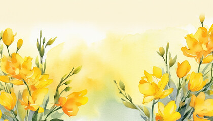 Yellow flowers watercolor background