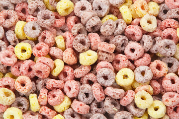 Colorful cereal ring, sweet crunchy. Textured background
