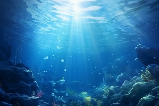 Abstract underwater scene for wallpaper background. Generative AI