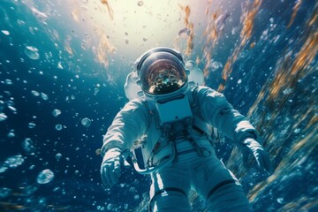 Astronaut floating universe. Generate Ai