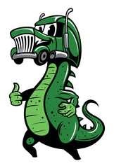 Cartoon style monster truck illustration. Isolated on white background.