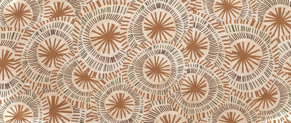 Hand drawn abstract line art background vector. Wallpaper design with round curve line art pattern with watercolor texture background. Design illustration for home decoration, card, poster, banner. 