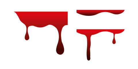 Vector set of drops of blood on an isolated. Drops, spatter of blood 