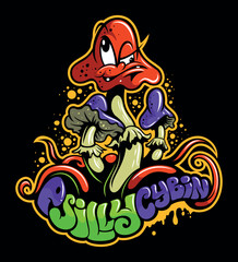 Cartoon style funny mushrooms vector illustration.