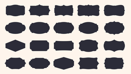 Vintage decorative frames. Clipart of labels of different shapes. Decorative frames for text. Vector illustration