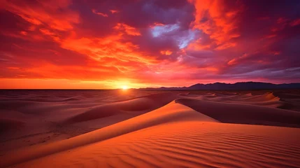Gardinen Panoramic view of sand dunes at sunset in the desert © Iman