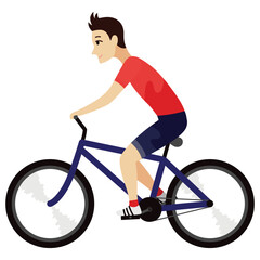 Cycling or riding animation icon. Animation element for game or cartoon. Young man on bike. Vector illustration