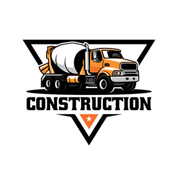 concrete mixer truck logo vector