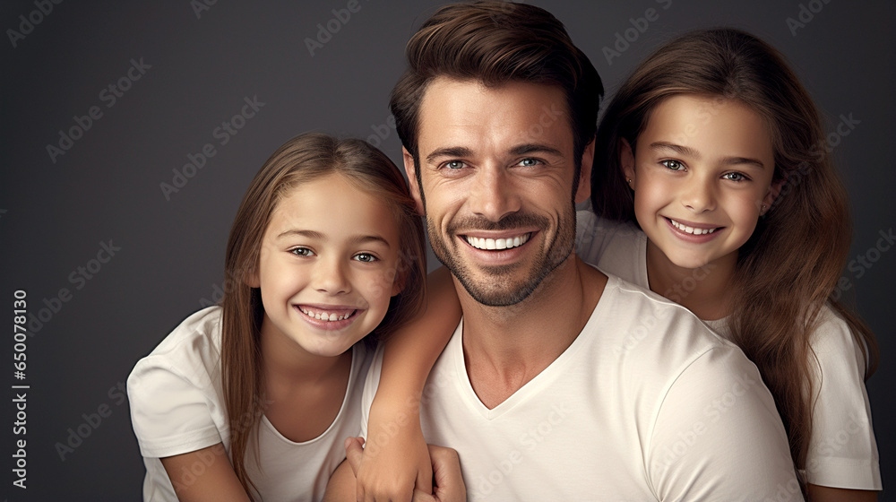 Wall mural portrait of a happy smiling family